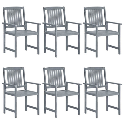 Garden Chair Set of 6 Grey Solid Acacia Wood, Polyester Medium