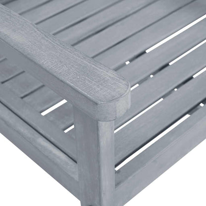 Garden Chair Set of 6 Grey Solid Acacia Wood, Polyester Medium