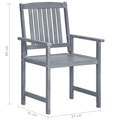 Garden Chair Set of 6 Grey Solid Acacia wood Medium Durable