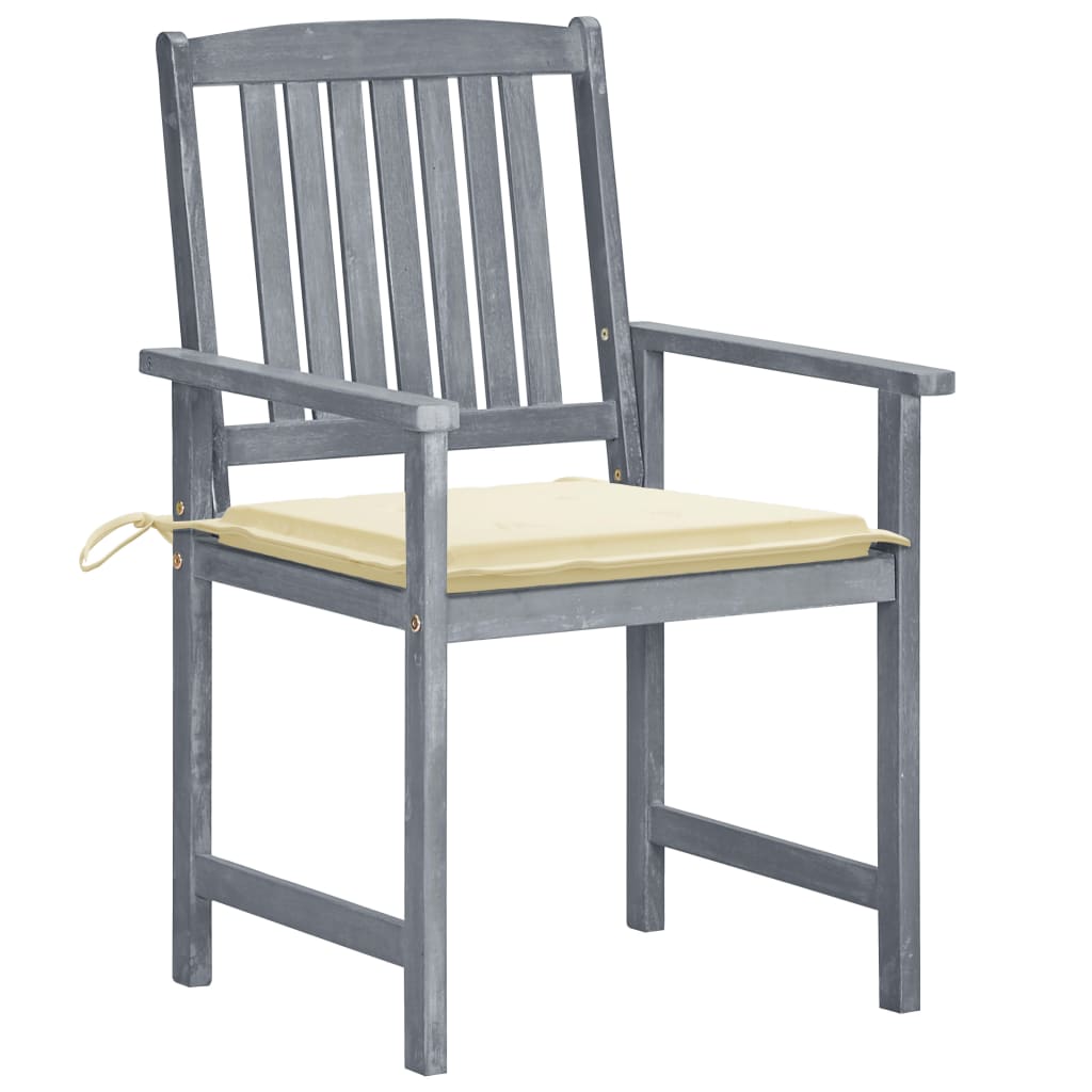 Garden Chair Set of 6 Grey Solid Acacia wood Medium Durable
