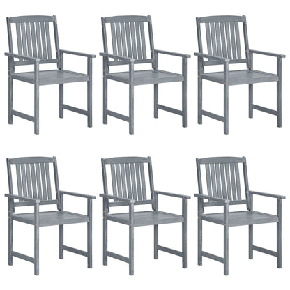 Garden Chair Set of 6 Grey Solid Acacia wood Medium Durable