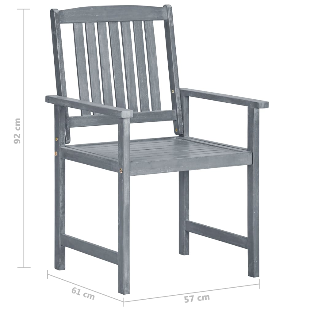 Patio Chair Set of 6 Gray Solid Acacia wood, Polyester Standard