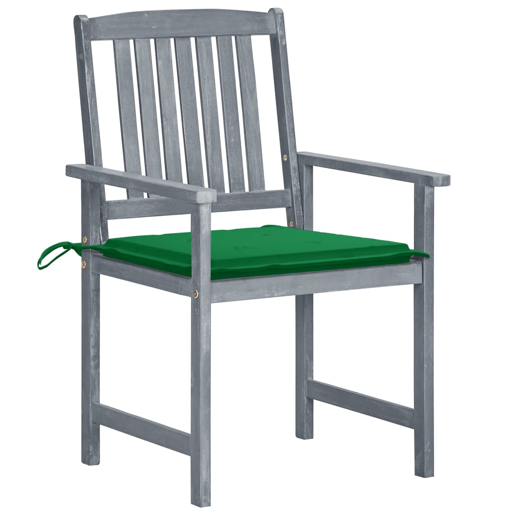 Patio Chair Set of 6 Gray Solid Acacia wood, Polyester Standard
