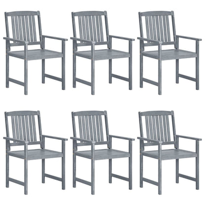 Patio Chair Set of 6 Gray Solid Acacia wood, Polyester Standard