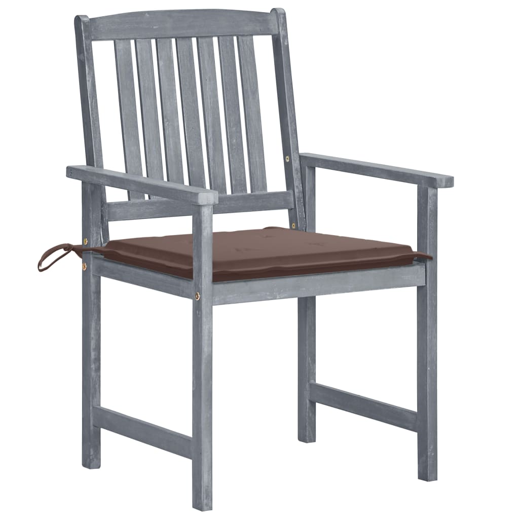 Patio Chair Set of 6 Gray Solid acacia wood Standard Durable