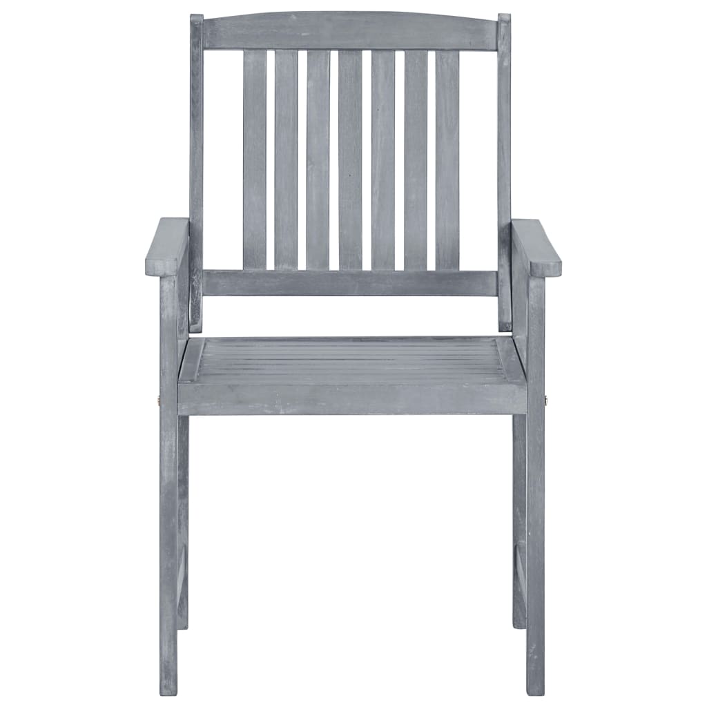 Patio Chair Set of 6 Gray Solid acacia wood Standard Durable
