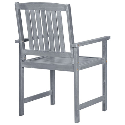 Patio Chair Set of 6 Gray Solid acacia wood Standard Durable