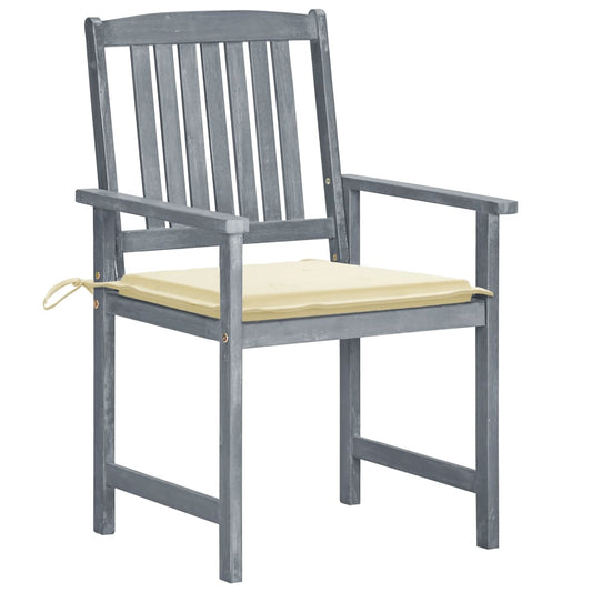 Garden Chair Set of 8 Grey Solid acacia wood, 100% polyester