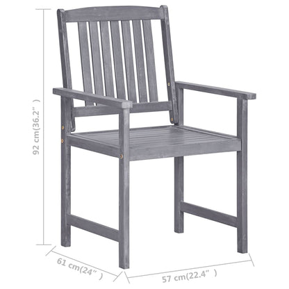 Garden Chair Set of 8 Grey Solid acacia wood, 100% polyester