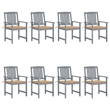 Patio Chair Set of 8 Gray Solid acacia wood Medium Patio Chair