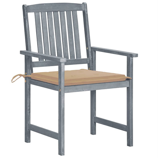 Patio Chair Set of 8 Gray Solid acacia wood Medium Patio Chair