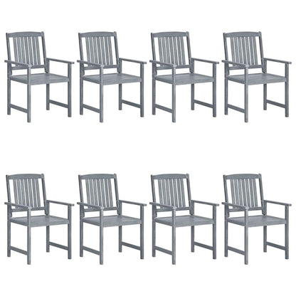 Patio Chair Set of 8 Gray Solid acacia wood Medium Patio Chair
