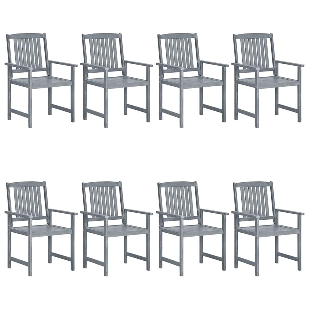 Patio Chair Set of 8 Gray Solid acacia wood Medium Patio Chair