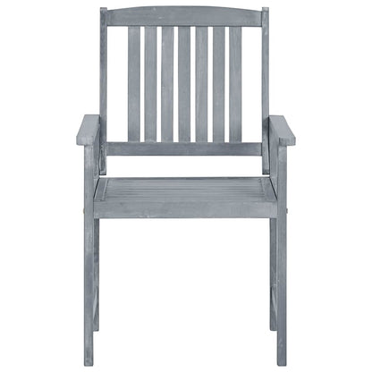 Patio Chair Set of 8 Gray Solid acacia wood Medium Patio Chair
