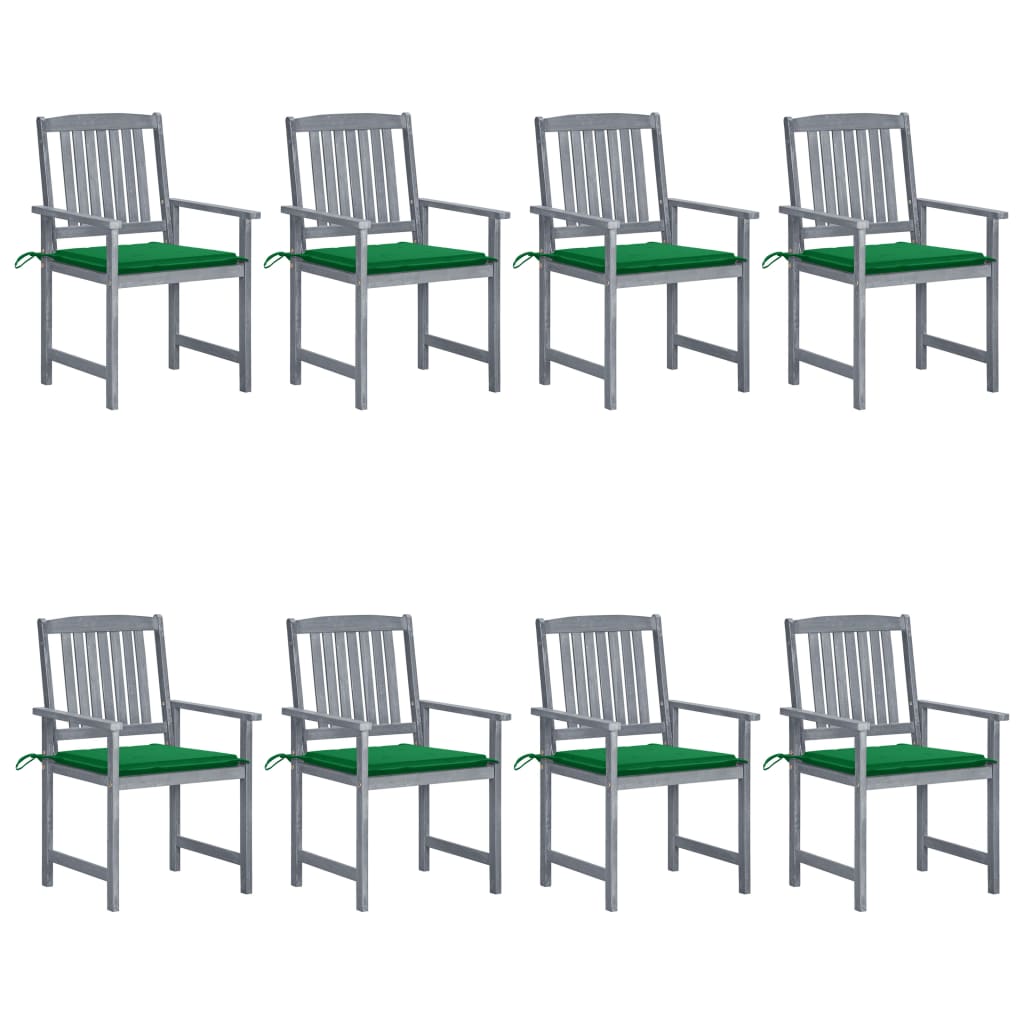 Patio Chair Set of 8 Grey Solid acacia wood Standard Durable
