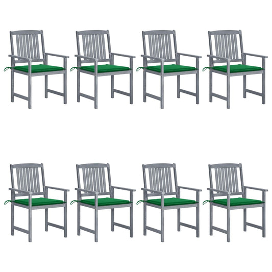 Patio Chair Set of 8 Grey Solid acacia wood Standard Durable