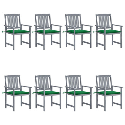 Patio Chair Set of 8 Grey Solid acacia wood Standard Durable