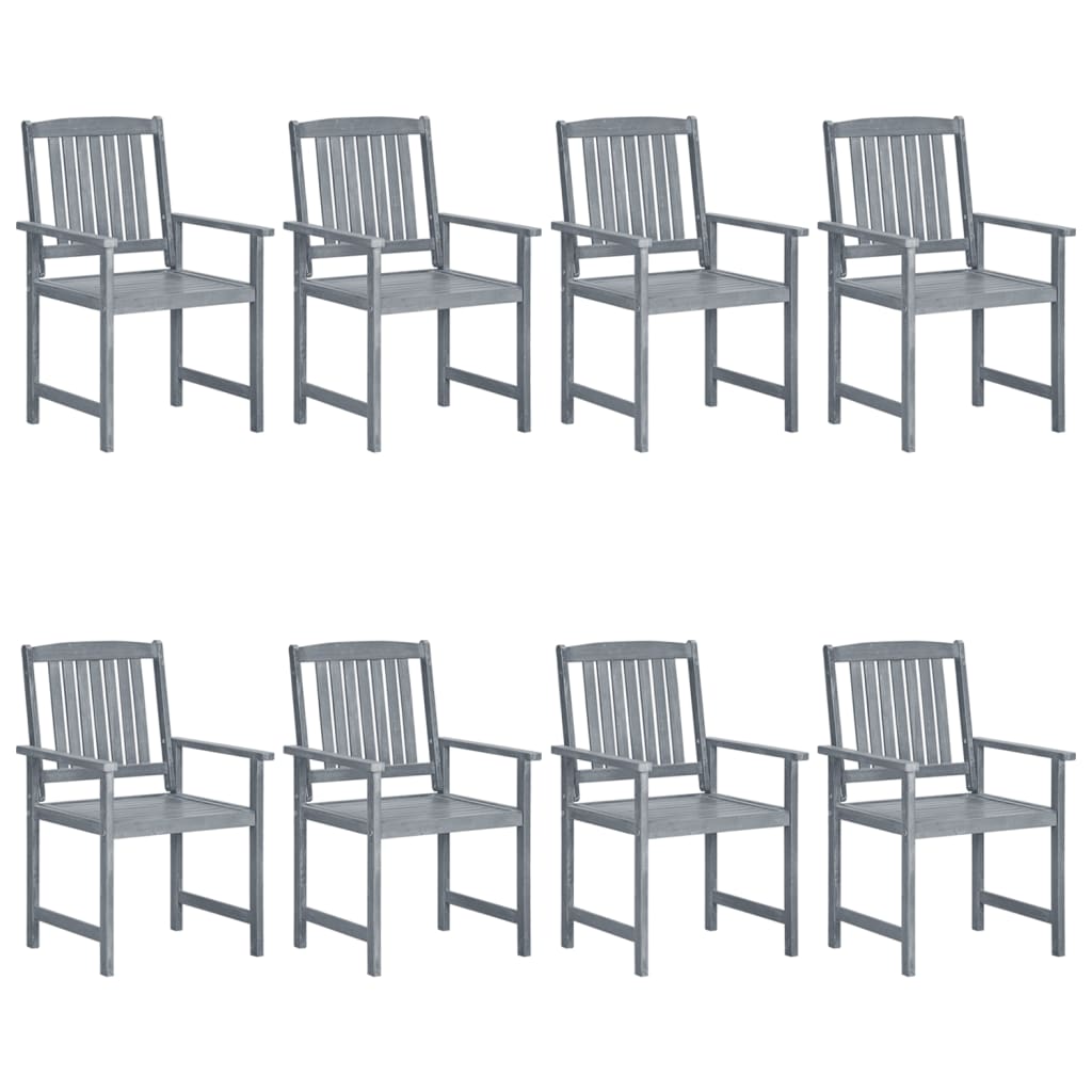 Garden Chair Set of 8 Grey Solid acacia wood and polyester 8 pcs