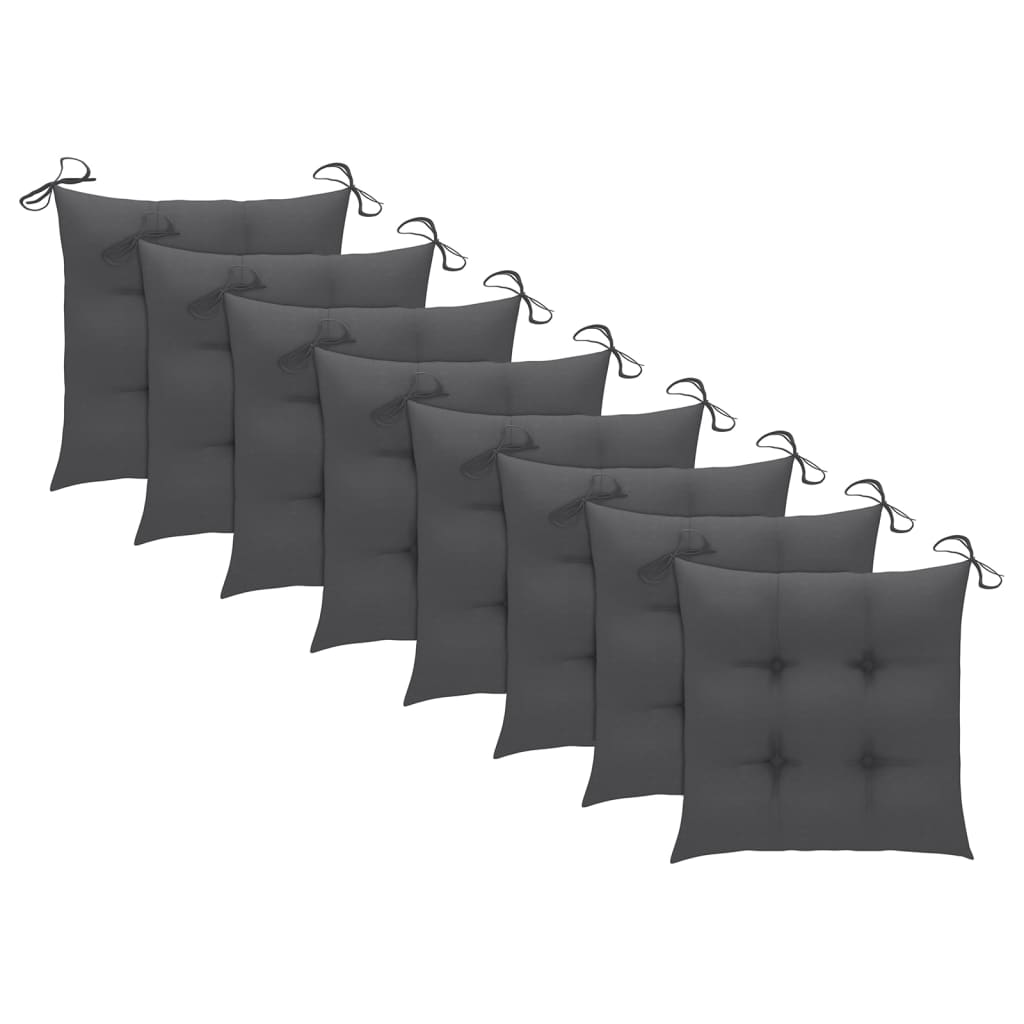 Garden Chair Set of 8 Grey Solid acacia wood and polyester 8 pcs