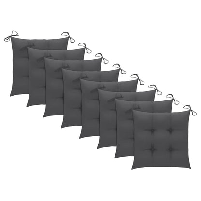 Garden Chair Set of 8 Grey Solid acacia wood and polyester 8 pcs