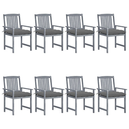 Patio Chair Set of 8 Gray Solid Acacia wood Standard Durable