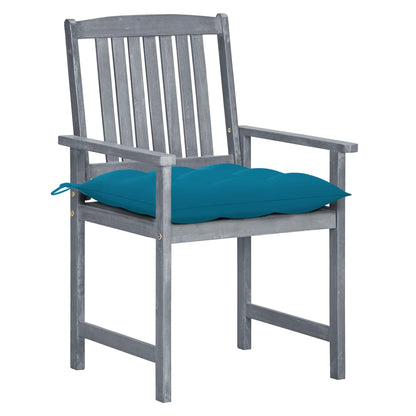 Patio Chair Set of 8 Gray Solid Acacia wood Standard Durable