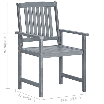 Patio Chair Set of 8 Gray Solid Acacia wood Standard Durable