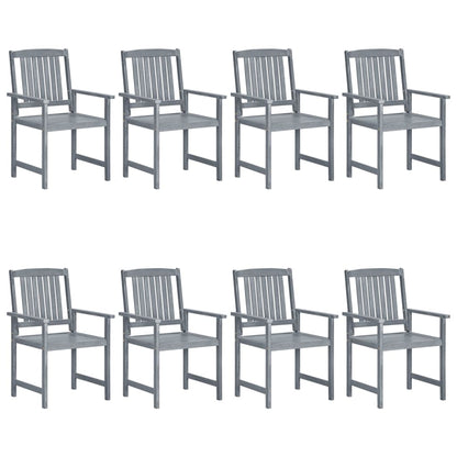 Patio Chair Set of 8 Gray Solid acacia wood Standard Durable