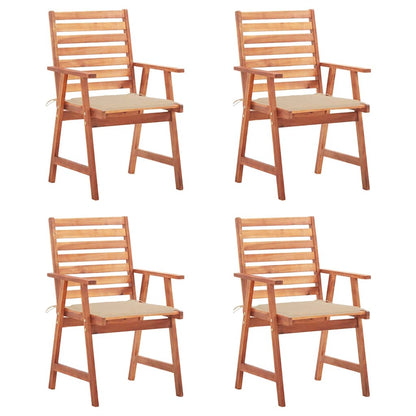 Patio Chair Set of 4 Wooden Solid Acacia Wood, Polyester Standard