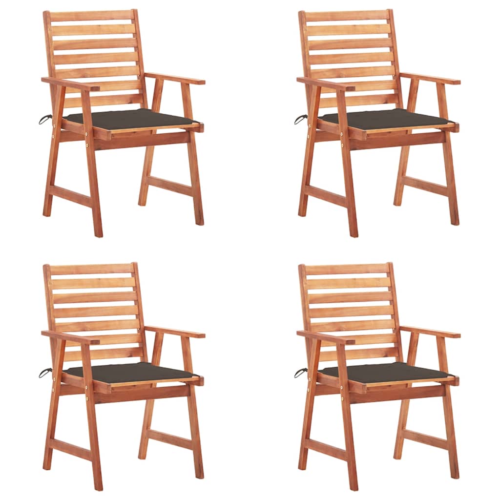 Patio Dining Chairs 4 pcs with Cushions Solid Acacia Wood
