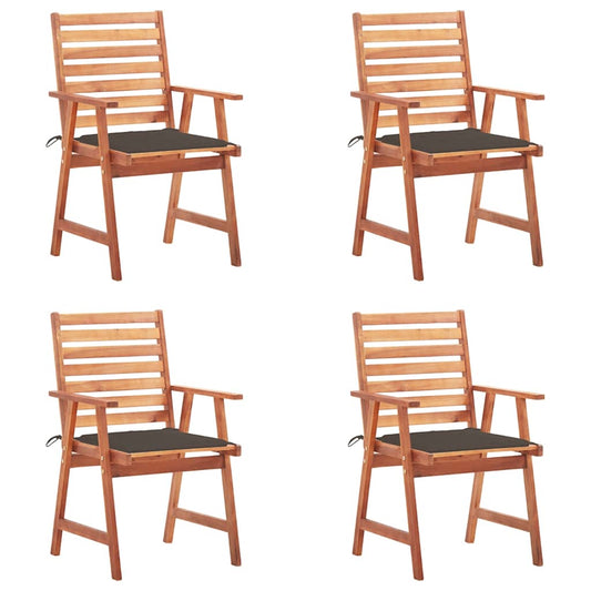 Patio Dining Chairs 4 pcs with Cushions Solid Acacia Wood