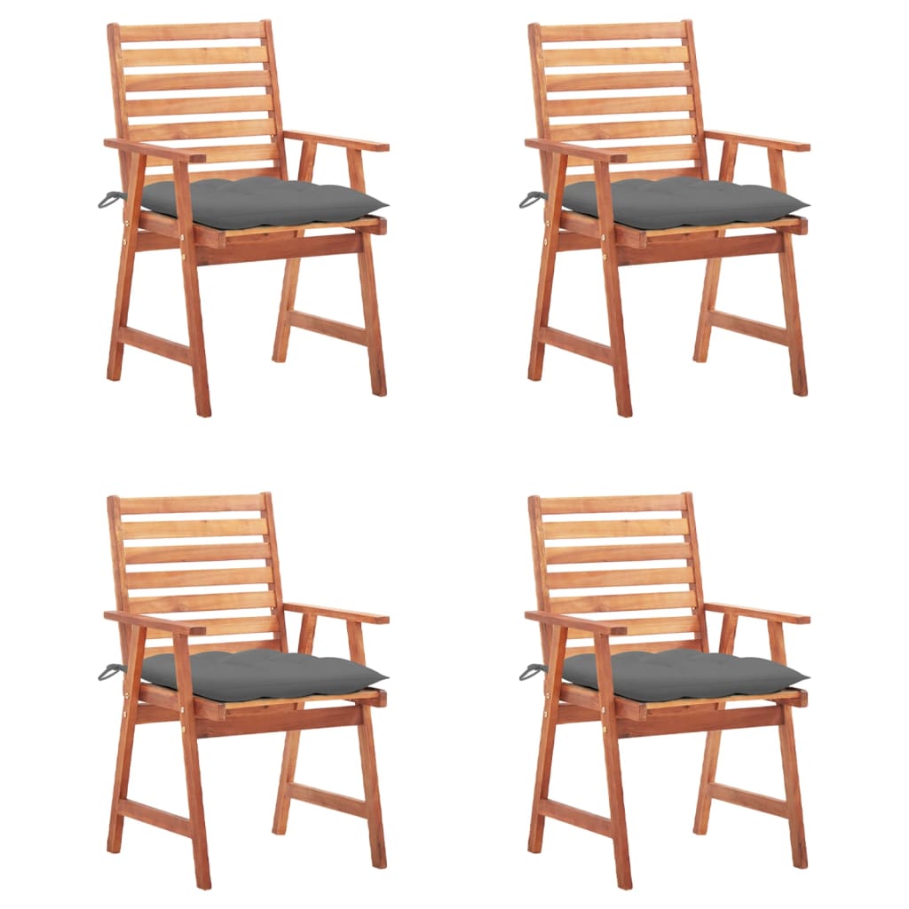 Outdoor Chair Set of 4 Natural Wood Solid Acacia Wood Standard