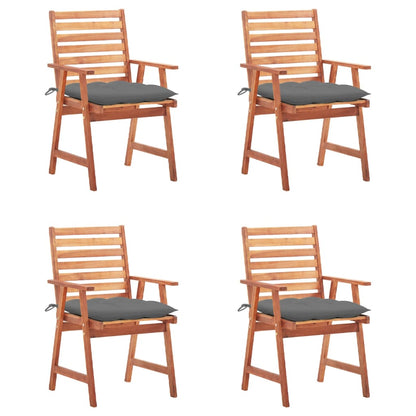 Outdoor Chair Set of 4 Natural Wood Solid Acacia Wood Standard