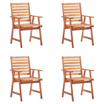 Outdoor Chair Set of 4 Natural Wood Solid Acacia Wood Standard