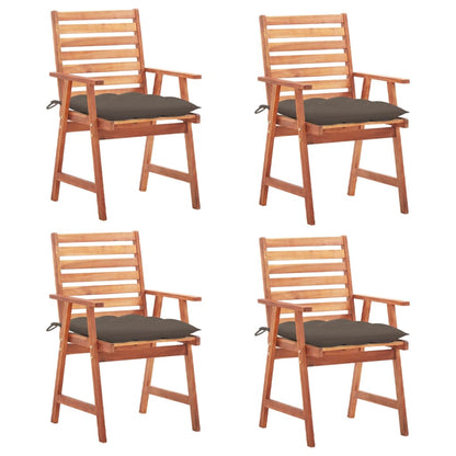 Patio Chair Set of 4 Brown, Taupe Solid Acacia Wood Standard