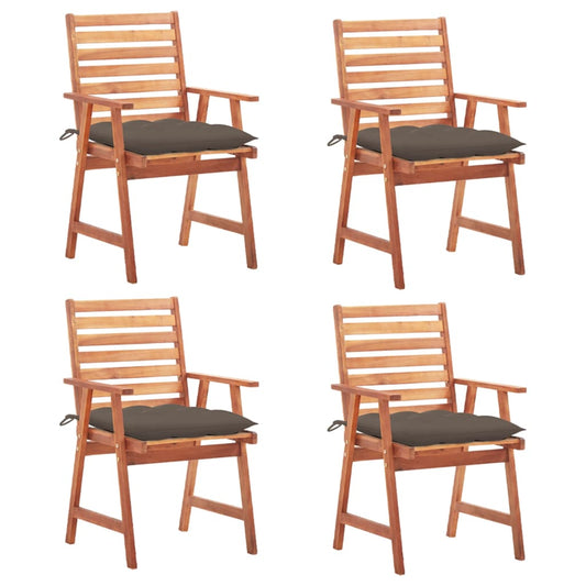Patio Chair Set of 4 Brown, Taupe Solid Acacia Wood Standard