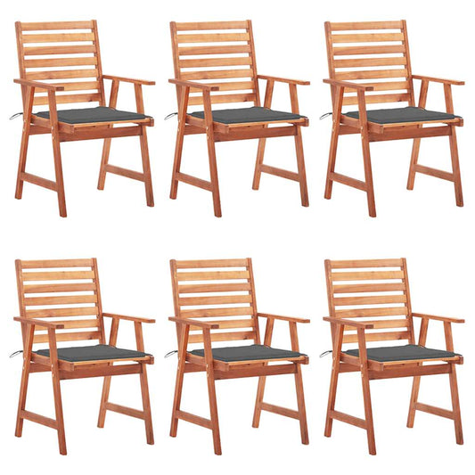 Outdoor Chair Set of 6 Anthracite Solid Acacia wood Standard