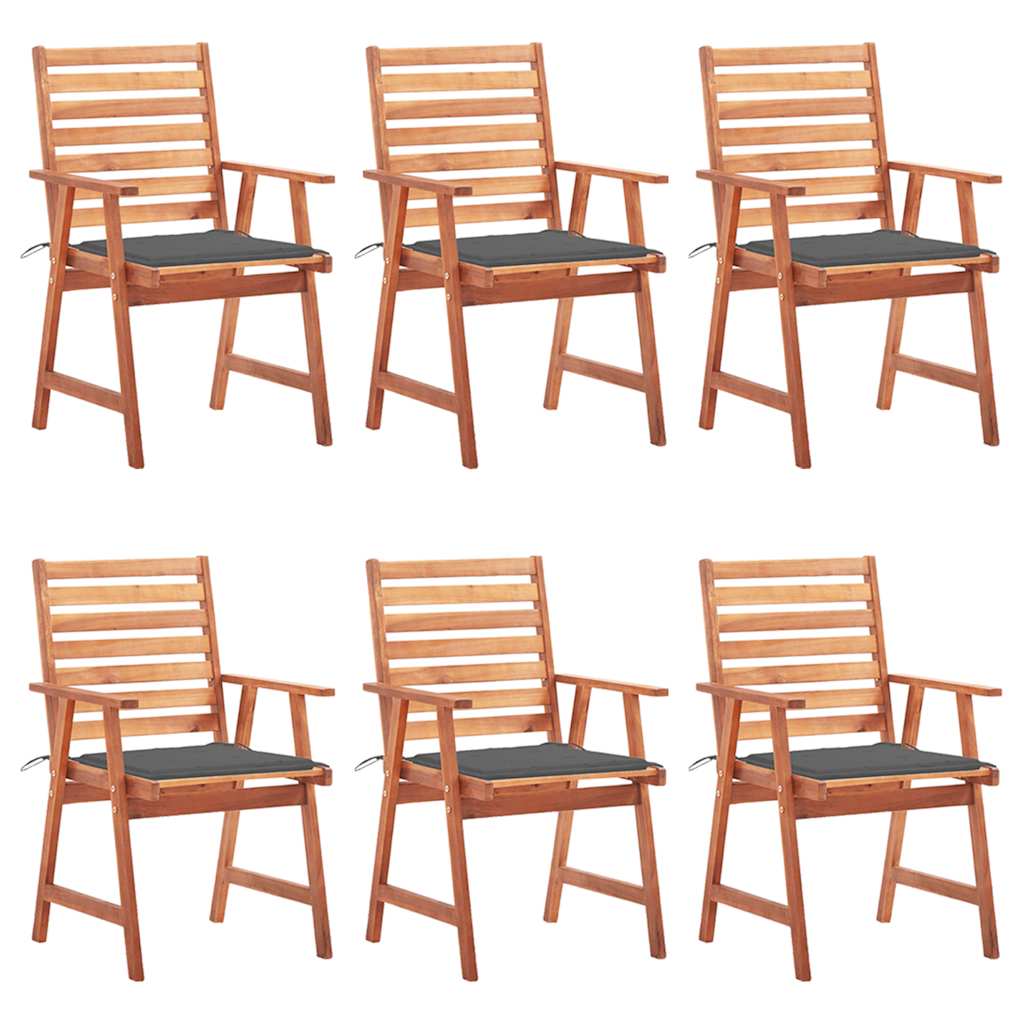 Outdoor Chair Set of 6 Anthracite Solid Acacia wood Standard