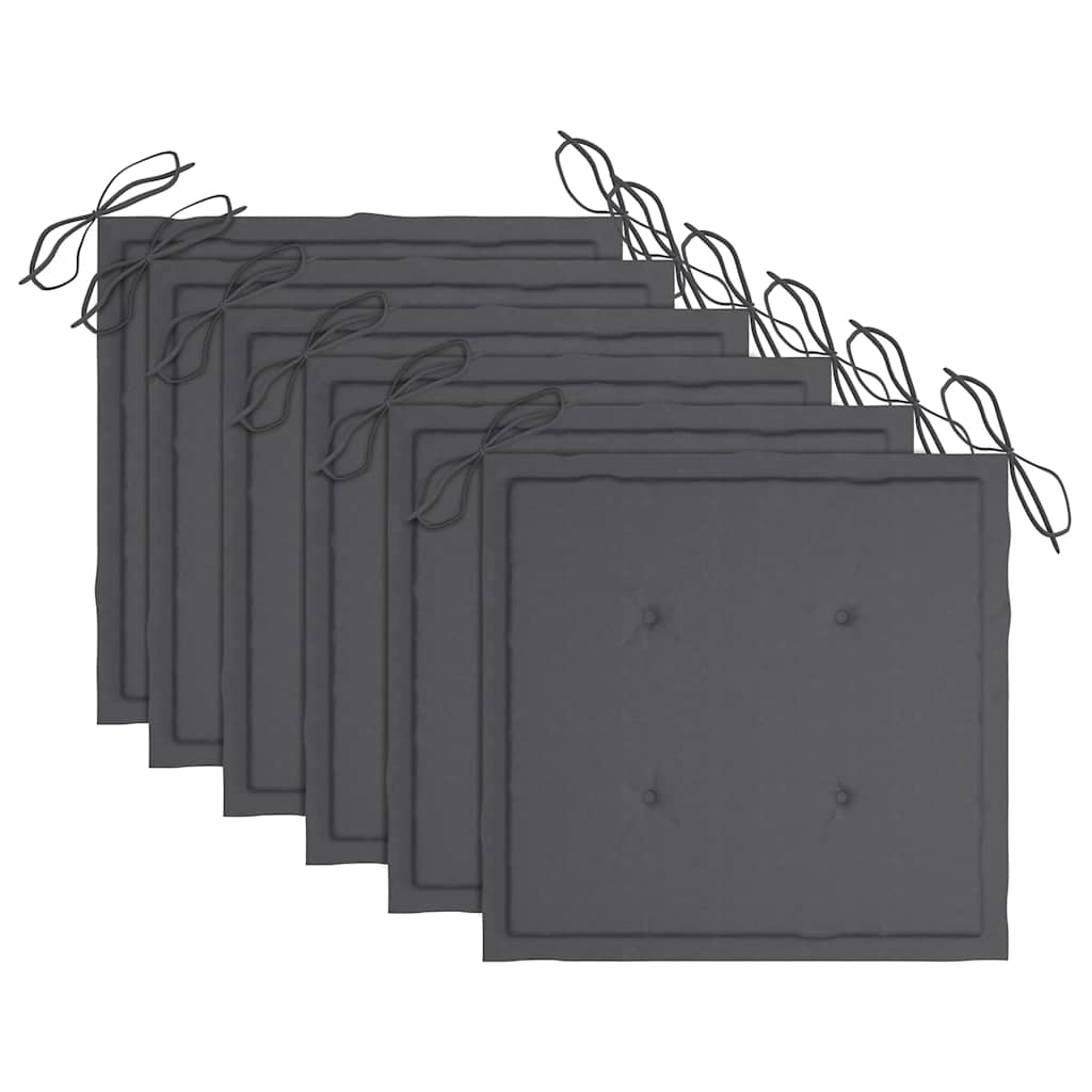 Outdoor Chair Set of 6 Anthracite Solid Acacia wood Standard