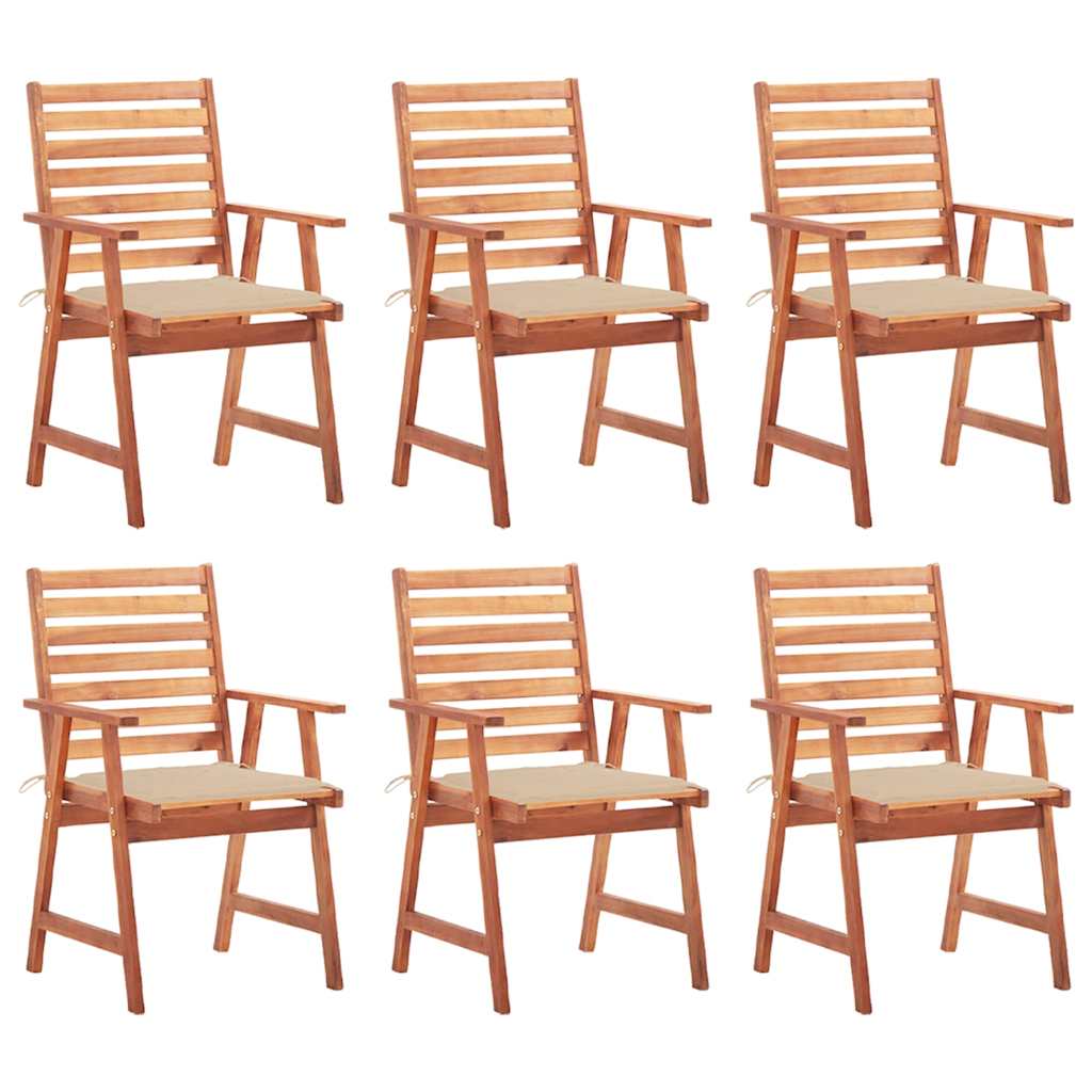 Patio Dining Chairs 6 pcs with Cushions Solid Acacia Wood