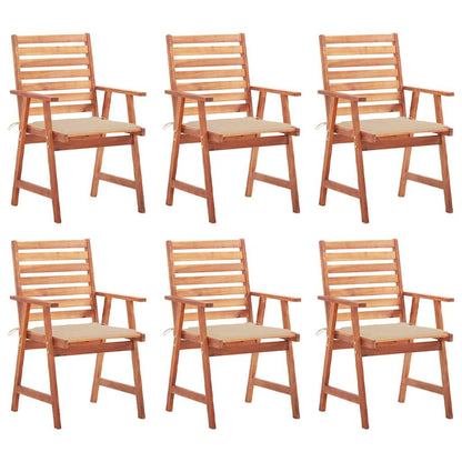 Patio Dining Chairs 6 pcs with Cushions Solid Acacia Wood