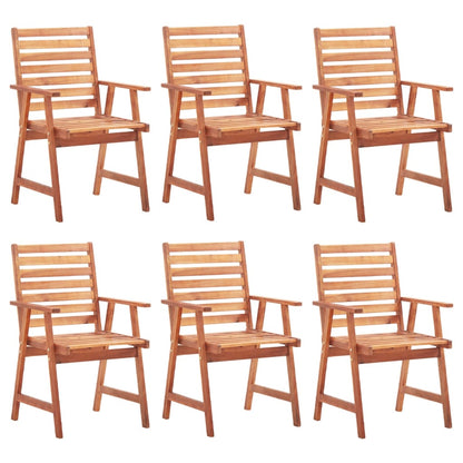 Patio Chair Set of 6 Wood and Green Cushion