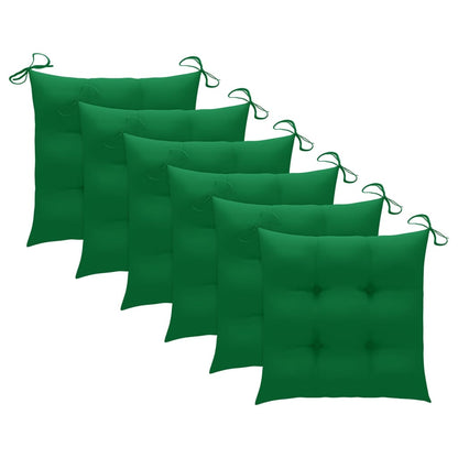 Patio Chair Set of 6 Wood and Green Cushion