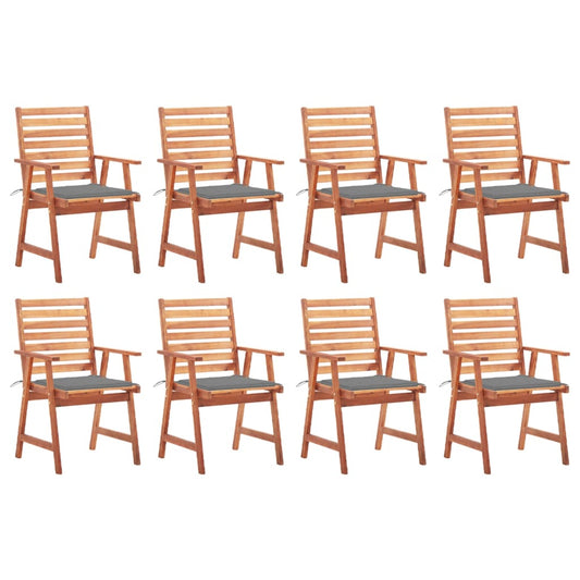 Outdoor Chair Set of 8 Natural Solid Acacia wood Standard