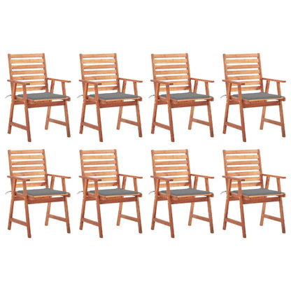 Outdoor Chair Set of 8 Natural Solid Acacia wood Standard