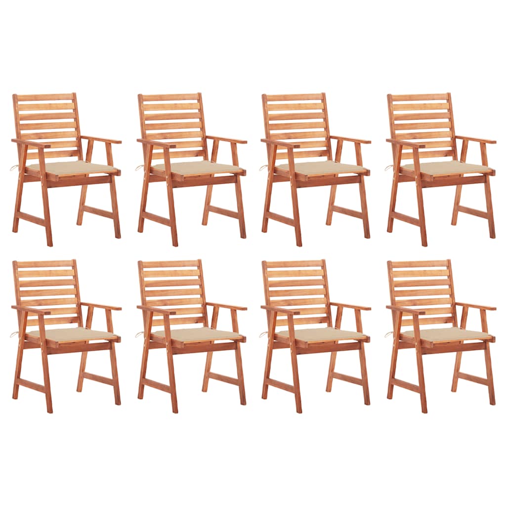 Patio Dining Chairs 8 pcs with Cushions Solid Acacia Wood