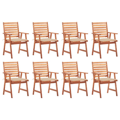 Patio Dining Chairs 8 pcs with Cushions Solid Acacia Wood