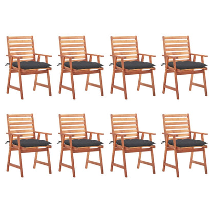 Outdoor Chair Set of 8 Anthracite Solid Acacia Wood Standard