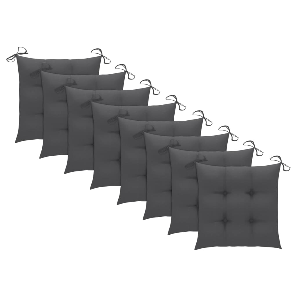 Outdoor Chair Set of 8 Anthracite Solid Acacia Wood Standard