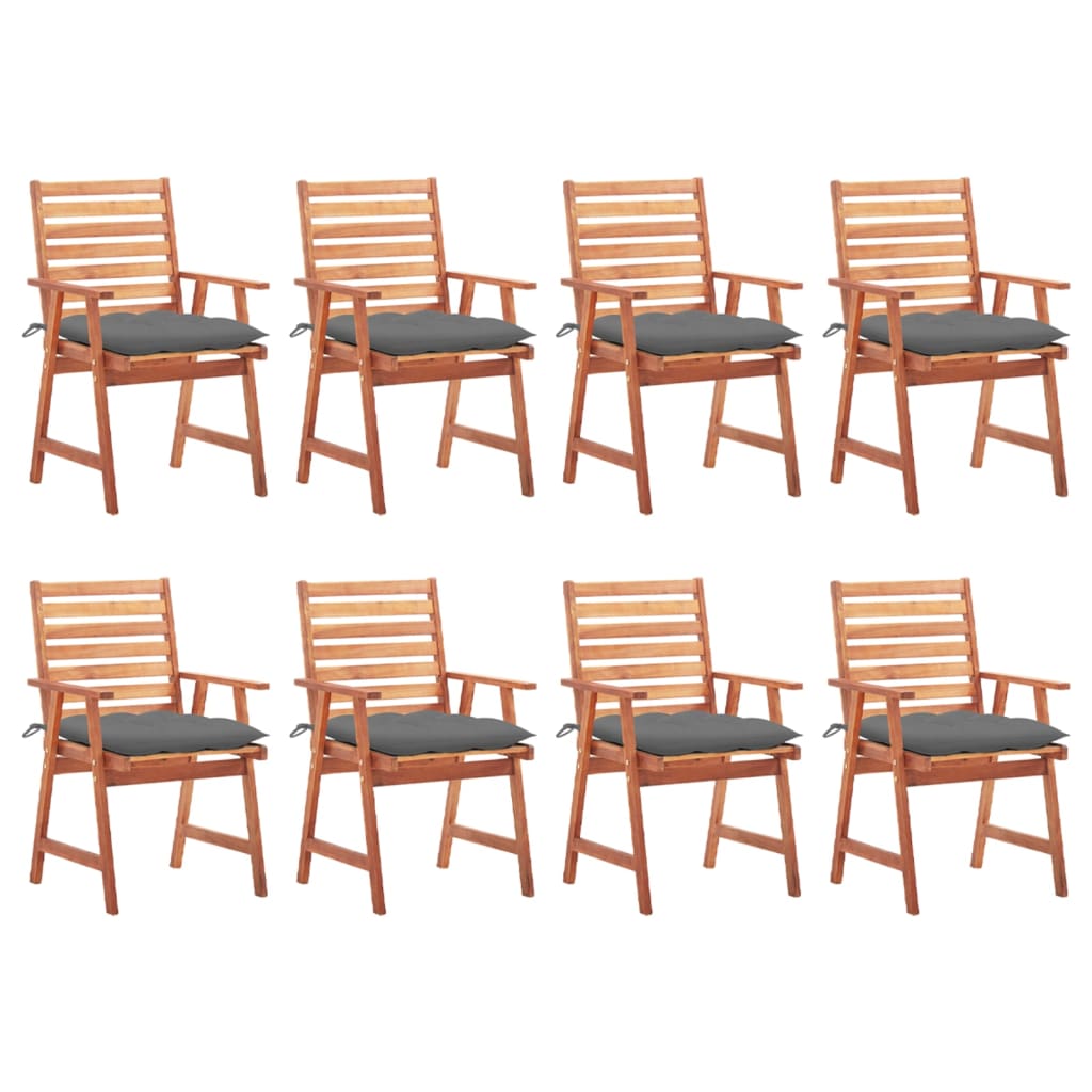 Outdoor Chair Set of 8 Natural Acacia wood Solid Acacia wood